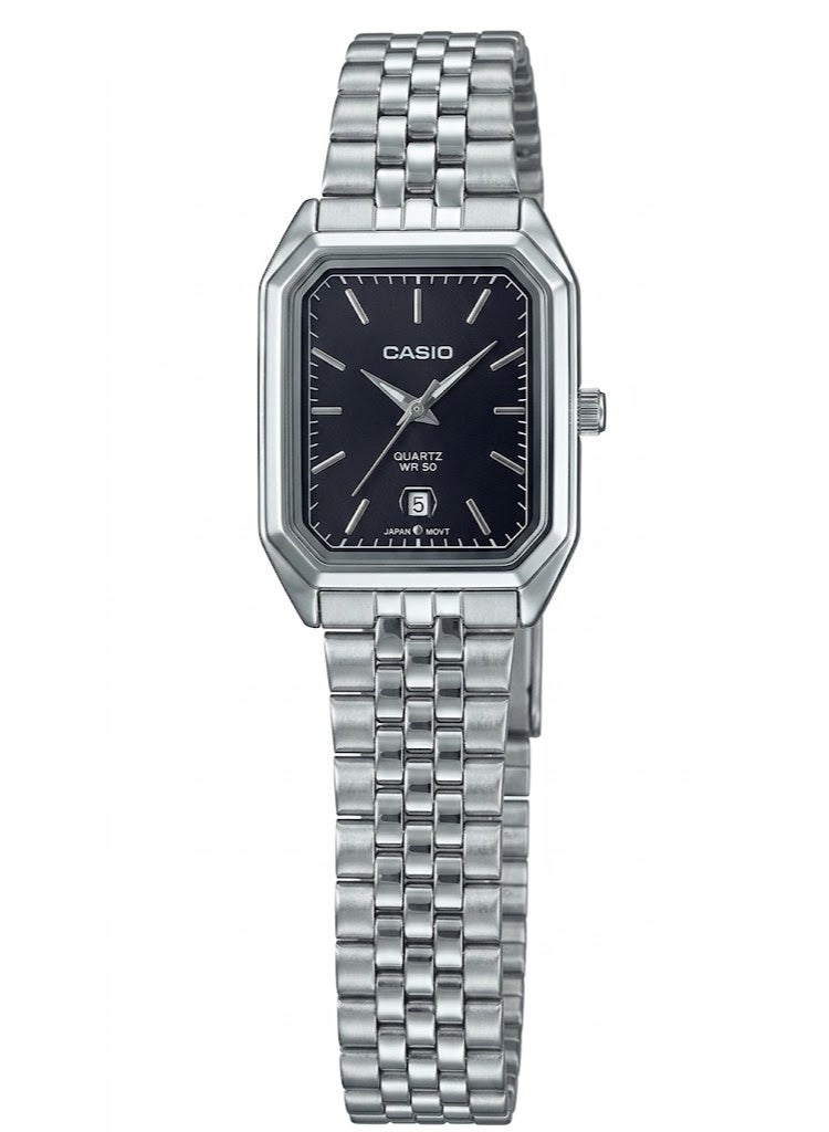 Casio Classic Analog Watch - Stainless Steel Bracelet, Black Rectangular Dial - Image 1