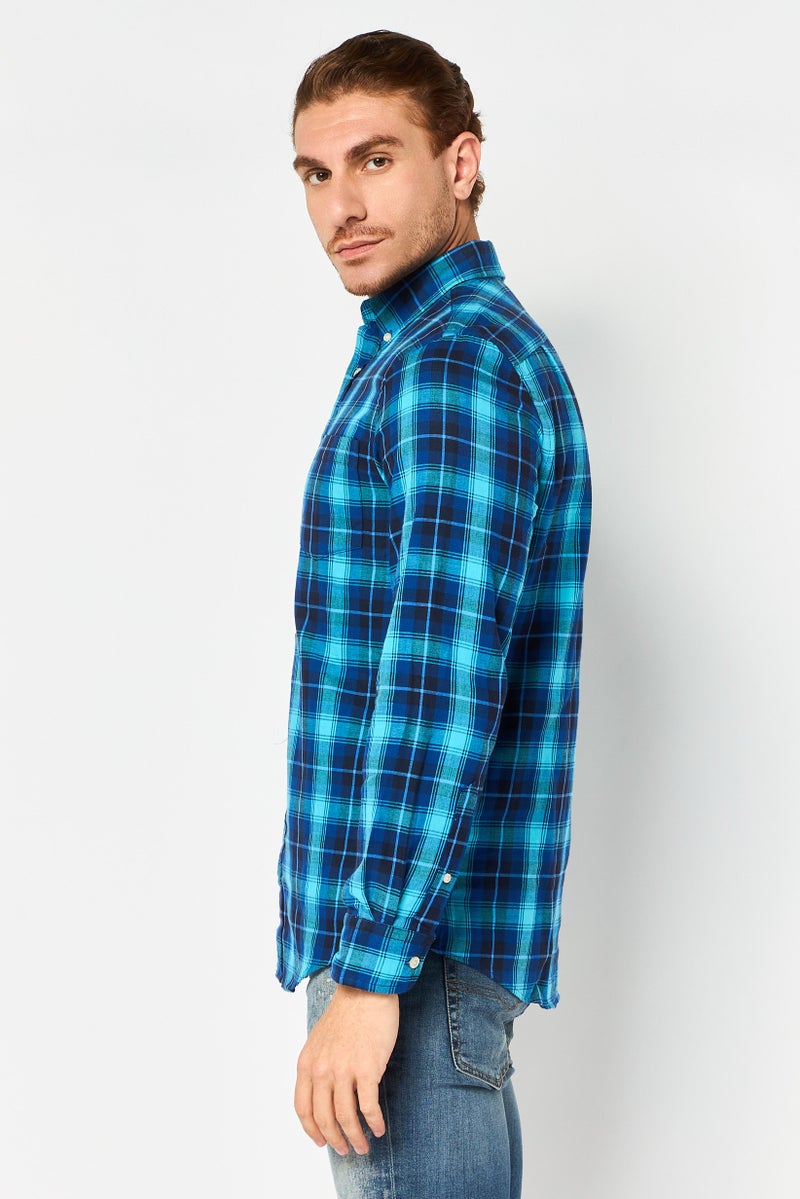 Chaps Men Regular Fit Plaid Long Sleeve Casual Shirt, Multicolor - Image 3