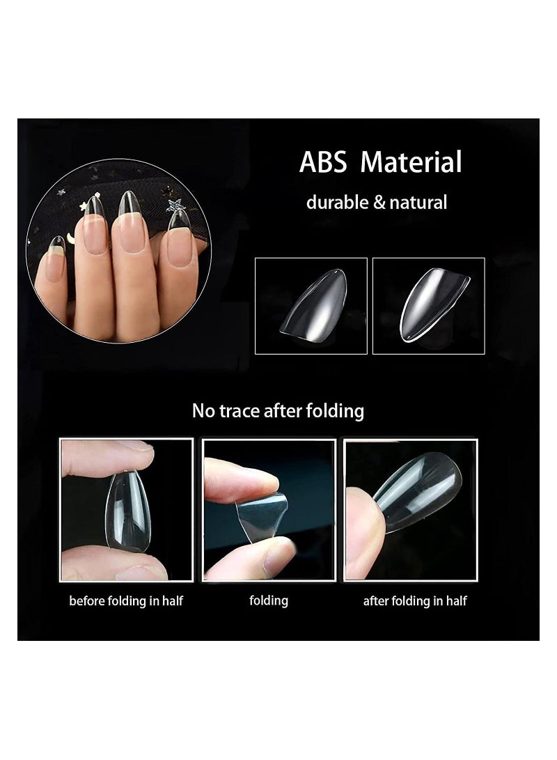 LA PERLA TECH  أطراف أظافر متوسطة الحجم، أظافر صناعية شفافة بتغطية كاملة لتمديدات الأظافر الأكريليك، 10 مقاسات، 500 صورة - Image 2
