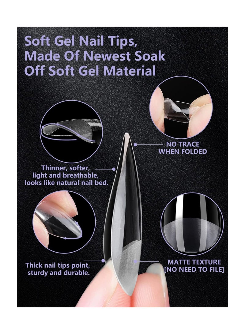 LA PERLA TECH  أطراف أظافر متوسطة الحجم، أظافر صناعية شفافة بتغطية كاملة لتمديدات الأظافر الأكريليك، 10 مقاسات، 500 صورة - Image 3