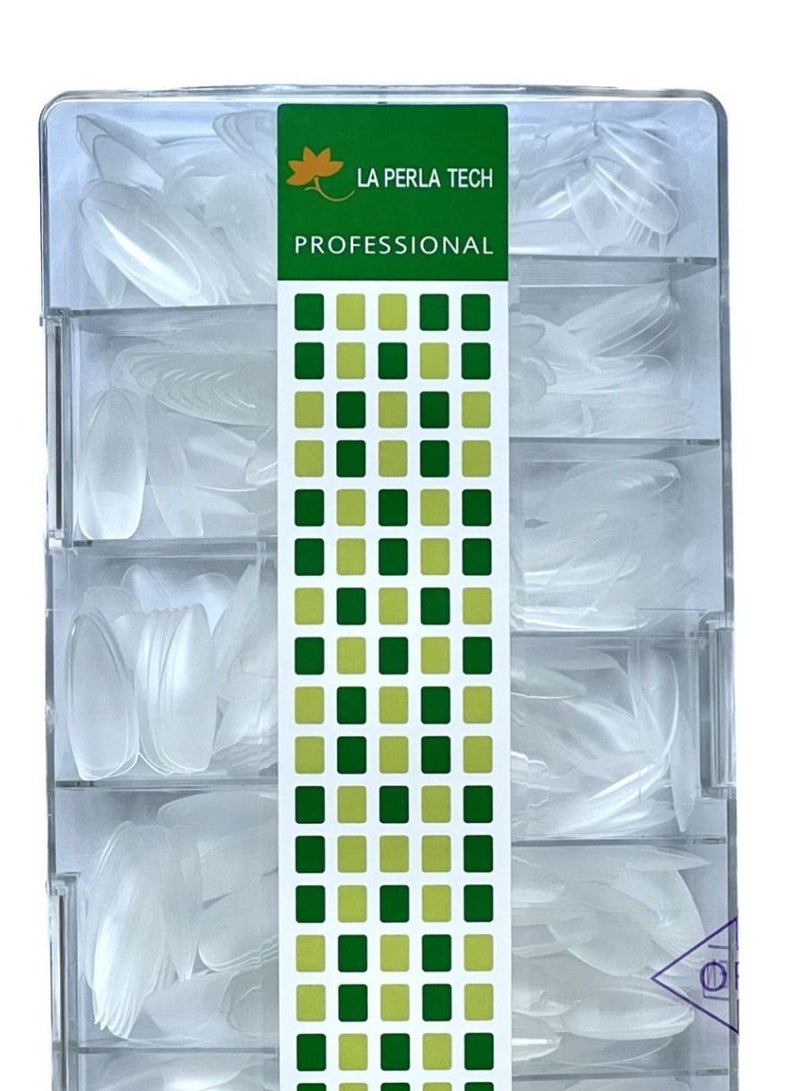 LA PERLA TECH  أطراف أظافر متوسطة الحجم، أظافر صناعية شفافة بتغطية كاملة لتمديدات الأظافر الأكريليك، 10 مقاسات، 500 صورة - Image 4