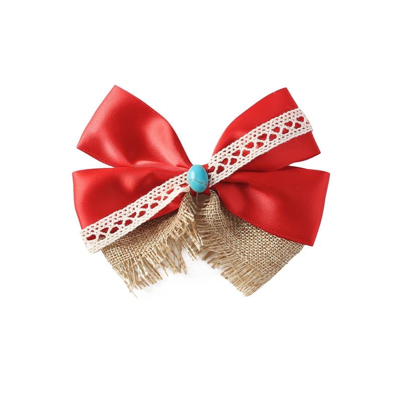 Fancheer Princess Hair Bow Clips for Girls Women 5 Inch Fairy Hair Accessories Red - Image 1