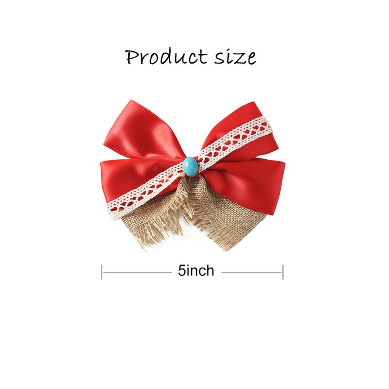 Fancheer Princess Hair Bow Clips for Girls Women 5 Inch Fairy Hair Accessories Red - Image 2