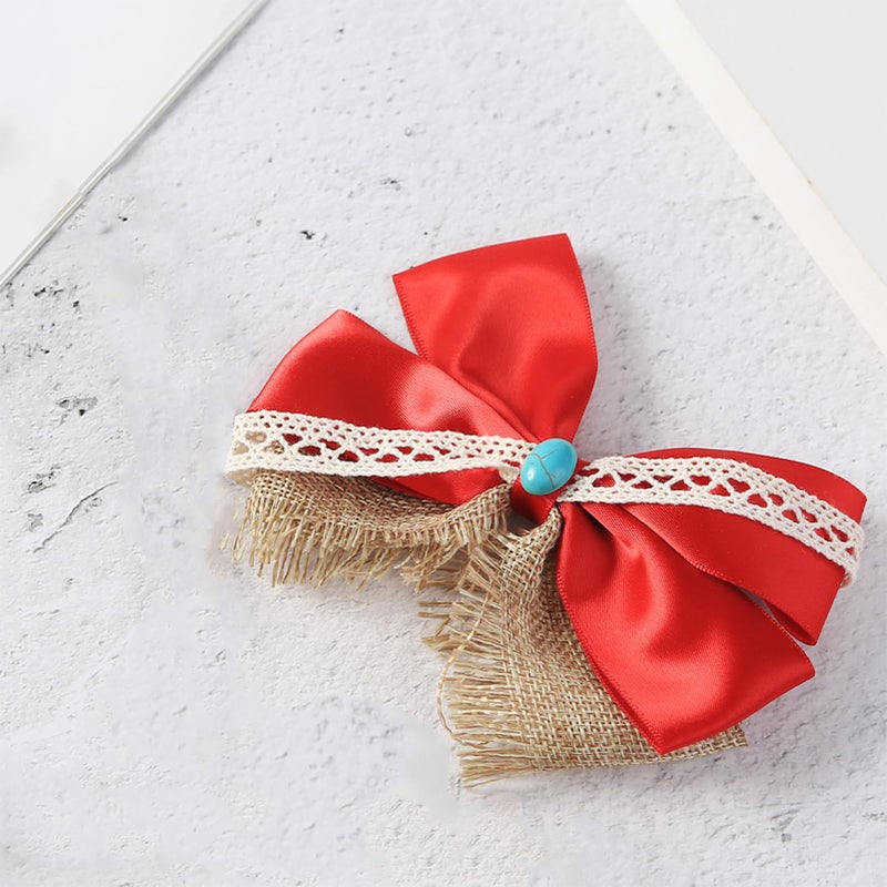 Fancheer Princess Hair Bow Clips for Girls Women 5 Inch Fairy Hair Accessories Red - Image 4