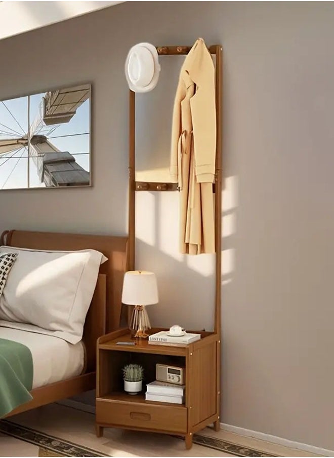 keke - Multifunctional Modern Solid Wood Bedside Table with Large Coat Rack - Image 1