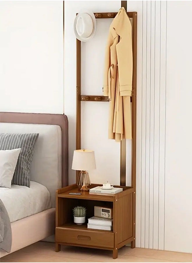 keke - Multifunctional Modern Solid Wood Bedside Table with Large Coat Rack - Image 1