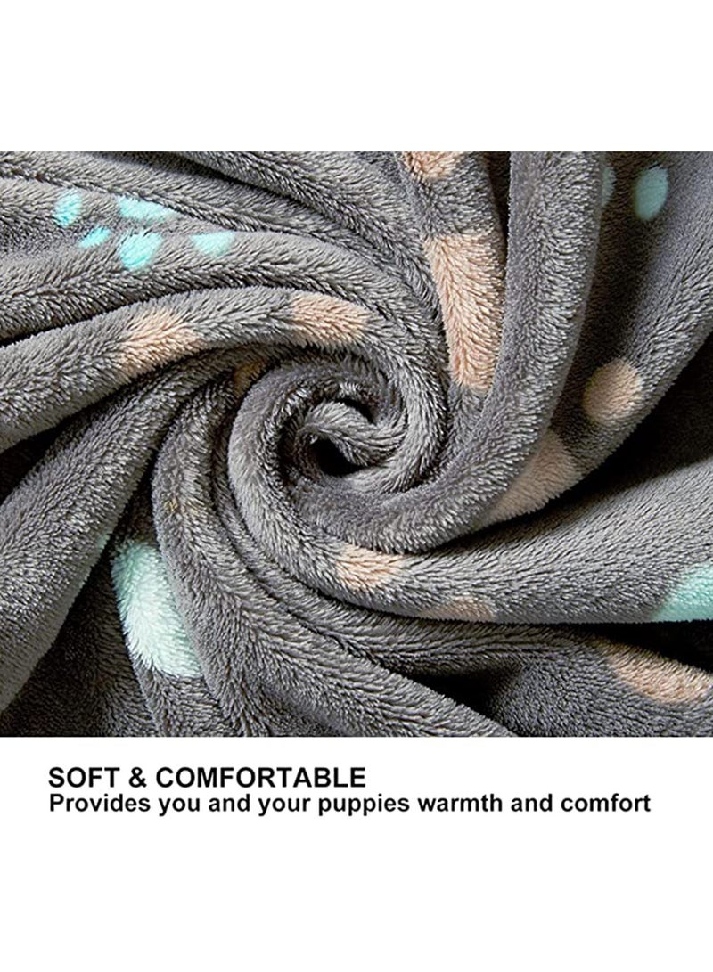 Puppy Blankets Super Soft Warm Sleep Mat Grey Paw Print, 1 Pack Cute Blanket Fluffy Fleece Pet Blanket Flannel Throw Dog Blankets for Small Dogs Puppy Dogs Fluffy Cats, Medium (80 * 100CM) - Image 4