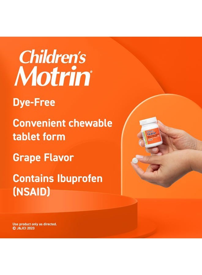 Motrin Children's Dye-Free Ibuprofen Chewable Tablets for Pain & Fever, Grape, 24 Count - Image 3