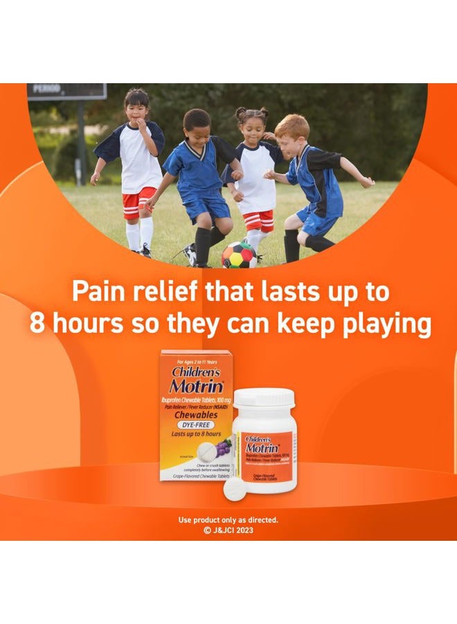 Motrin Children's Dye-Free Ibuprofen Chewable Tablets for Pain & Fever, Grape, 24 Count - Image 4