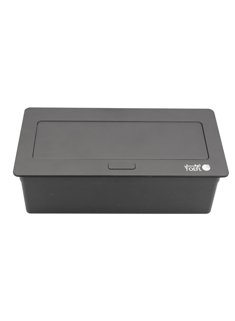 TOEFL 2-Gang Flush-Mounted Grounded Socket – Triple Outlet with USB & Type-C, Stone Black Color - Image 5