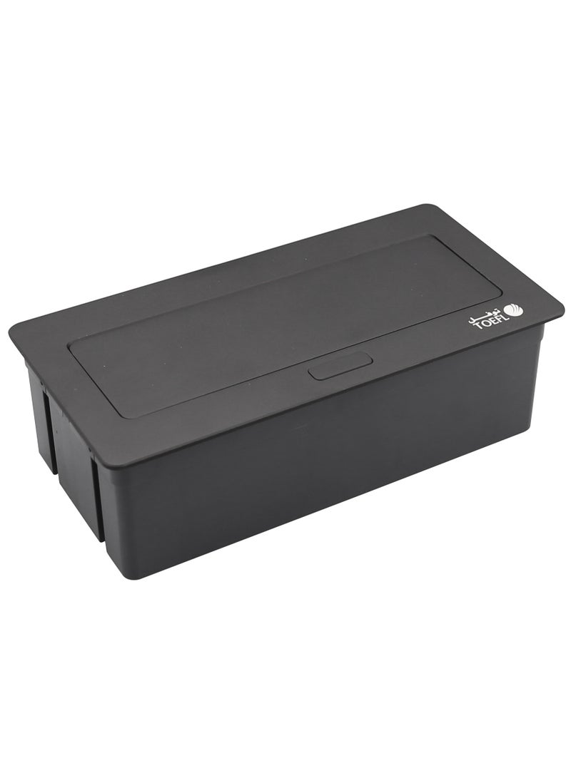 TOEFL 2-Gang Flush-Mounted Grounded Socket – Triple Outlet with USB & Type-C, Stone Black Color - Image 3