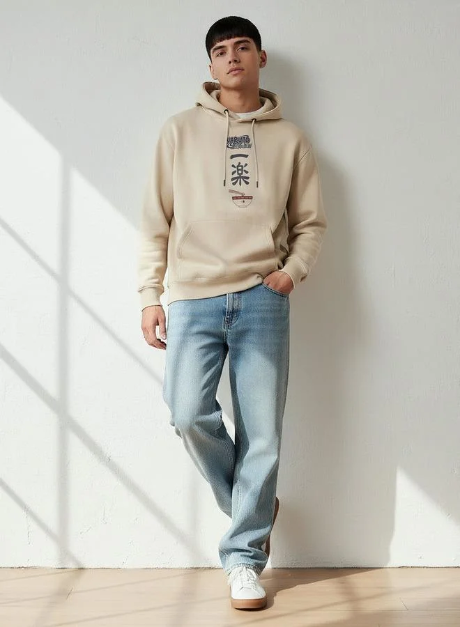 SP Characters Men Oversized Naruto Print Hoodie