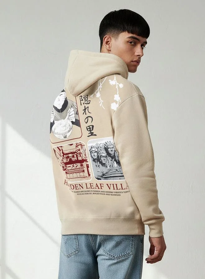 SP Characters Men Oversized Naruto Print Hoodie