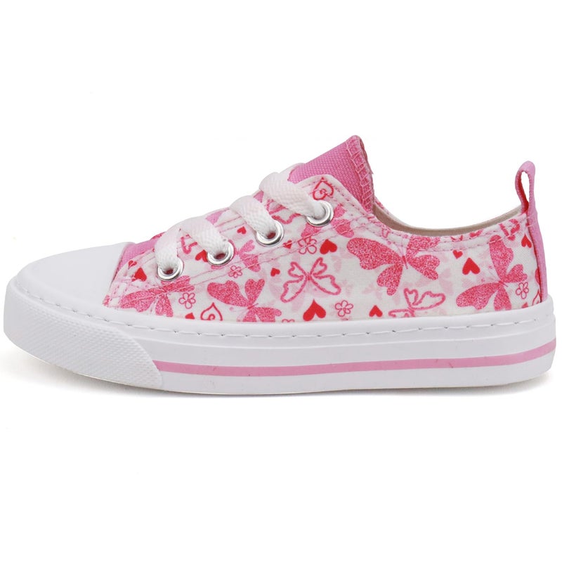 Toandon Toddler Girls Kids Sneakers Walking Shoes Lace Up Lightweight Low Top Adorable Sparkle Printed Butterfly Non-Slip Outdoor Pink Size 10 - Image 5