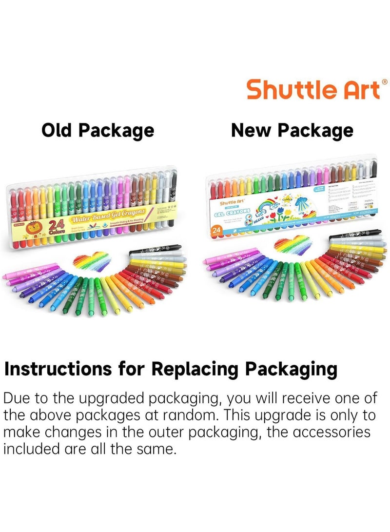 Shuttle Art ألوان شاتل آرت 24 من أقلام الجل للأطفال، مجموعة أقلام غير سامة للأطفال، تأثير شمع-باستيل-مائي، مثالي للورق - Image 5