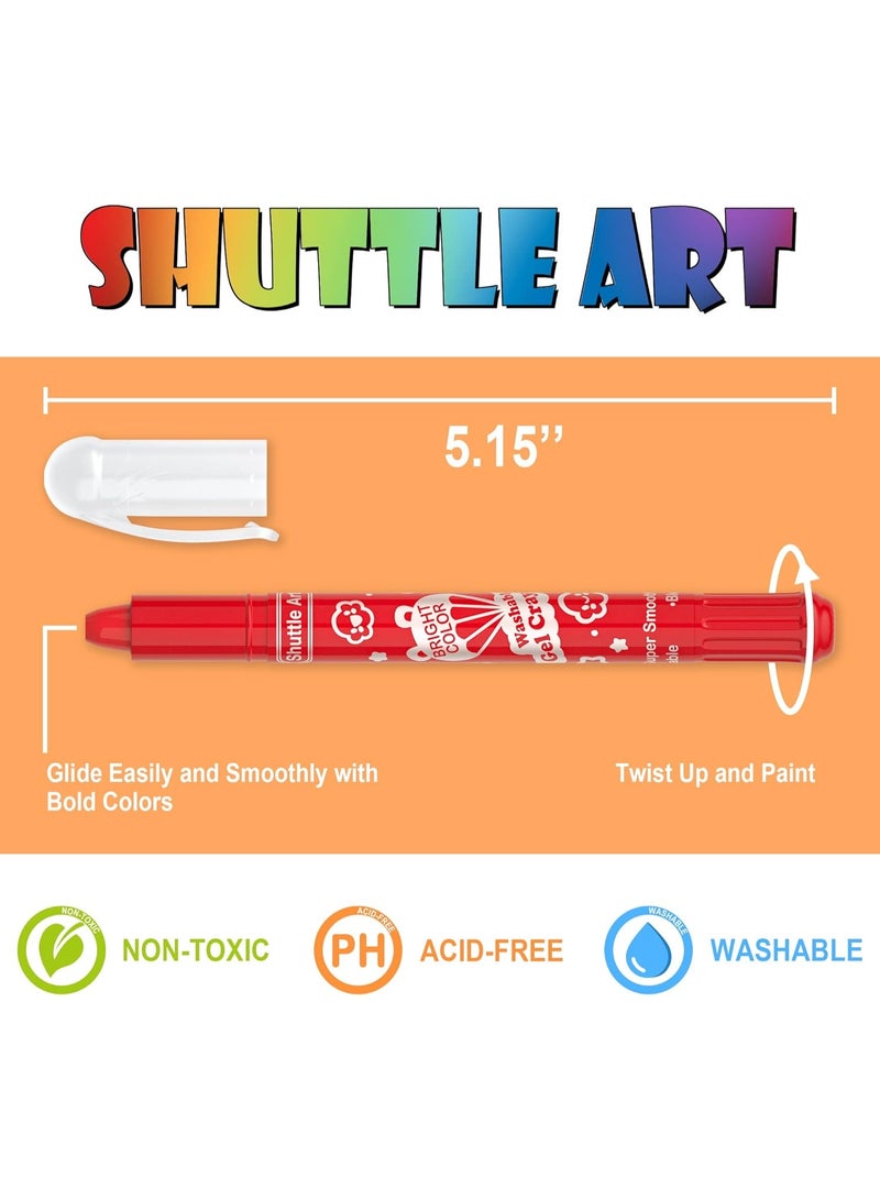 Shuttle Art ألوان شاتل آرت 24 من أقلام الجل للأطفال، مجموعة أقلام غير سامة للأطفال، تأثير شمع-باستيل-مائي، مثالي للورق - Image 2