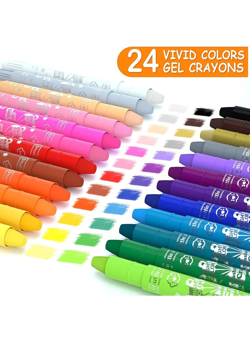 Shuttle Art ألوان شاتل آرت 24 من أقلام الجل للأطفال، مجموعة أقلام غير سامة للأطفال، تأثير شمع-باستيل-مائي، مثالي للورق - Image 4