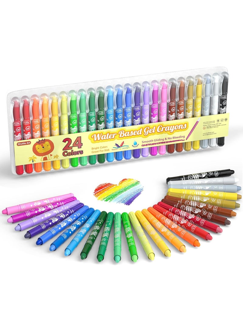 Shuttle Art ألوان شاتل آرت 24 من أقلام الجل للأطفال، مجموعة أقلام غير سامة للأطفال، تأثير شمع-باستيل-مائي، مثالي للورق - Image 1