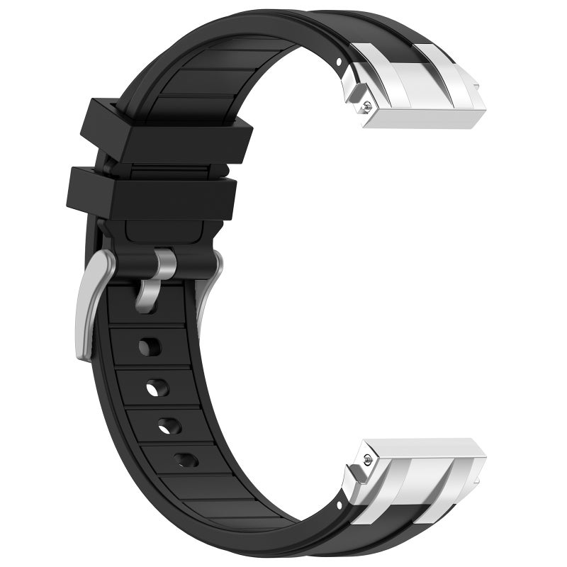 erorex For Amazfit Gts4 Mini 20Mm Quick Release Silver Buckle Royal Silicone Watch Band(Black) - Image 5