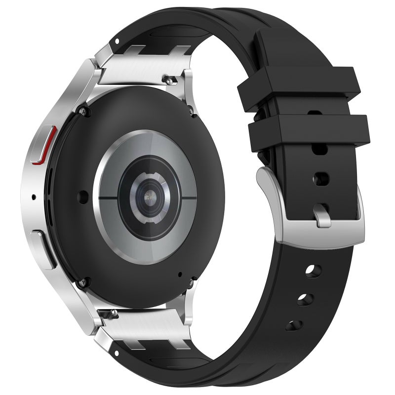 erorex For Amazfit Gts4 Mini 20Mm Quick Release Silver Buckle Royal Silicone Watch Band(Black) - Image 2