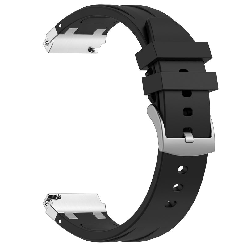 erorex For Amazfit Gts4 Mini 20Mm Quick Release Silver Buckle Royal Silicone Watch Band(Black) - Image 4