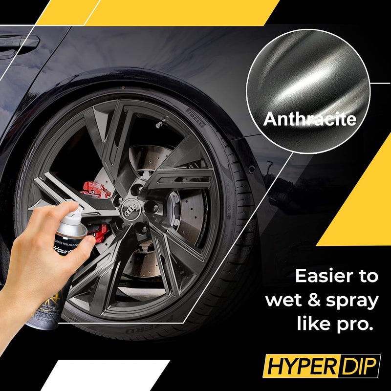 ديبيوكار طلاء HyperDip من - علبة طلاء قابل للرش للسيارات - حماية قابلة للإزالة والتقشير للسيارات - رذاذ طلاء ساتان رمادي أنثراسيت - Image 3