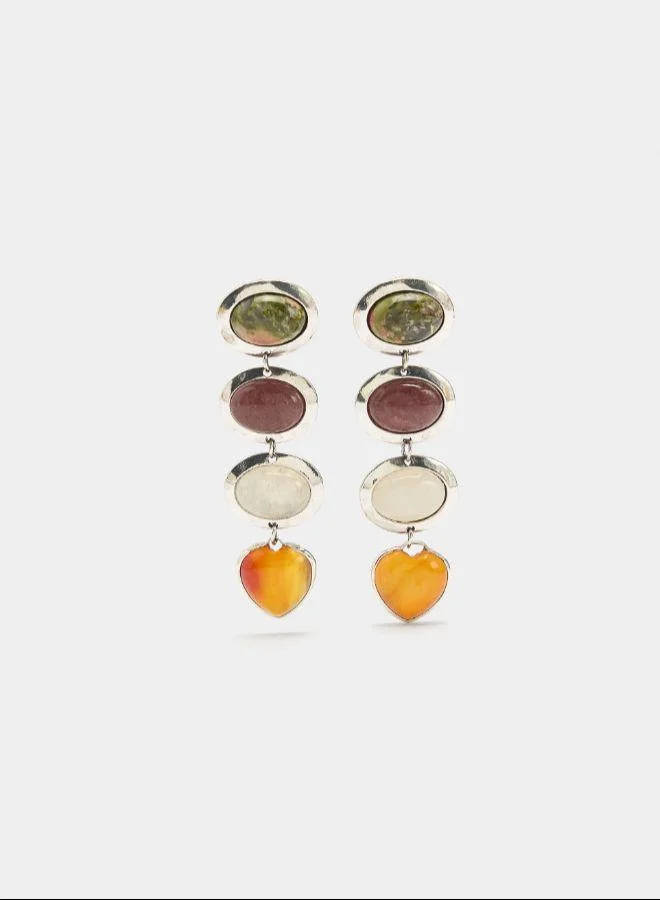 بارفوا أقراط طويلة مع أحجار