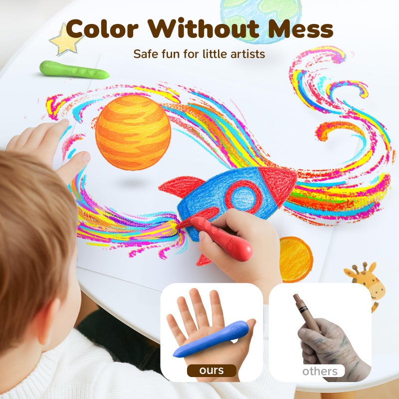 JUPITEARTH 12 Colors Crayons for Kids Ages 4-8 with Coloring Book & Bonus Stickers, Non-Toxic & Washable Triangle Crayons for Toddlers 1-3, Fat Brain Toys for Art Supplies and Ideal for Kids - Image 5