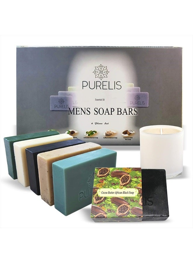 Purelis Mens Soap Bar Gift Set. Set of 6 Aromatherapy, Moisturizing Soap Bars. Natural. Organic Ingredients. Deep Cleansing, Repairs Skin. Handmade Face, Hand, Body Soap for Men. Sulfate Free! - Image 3