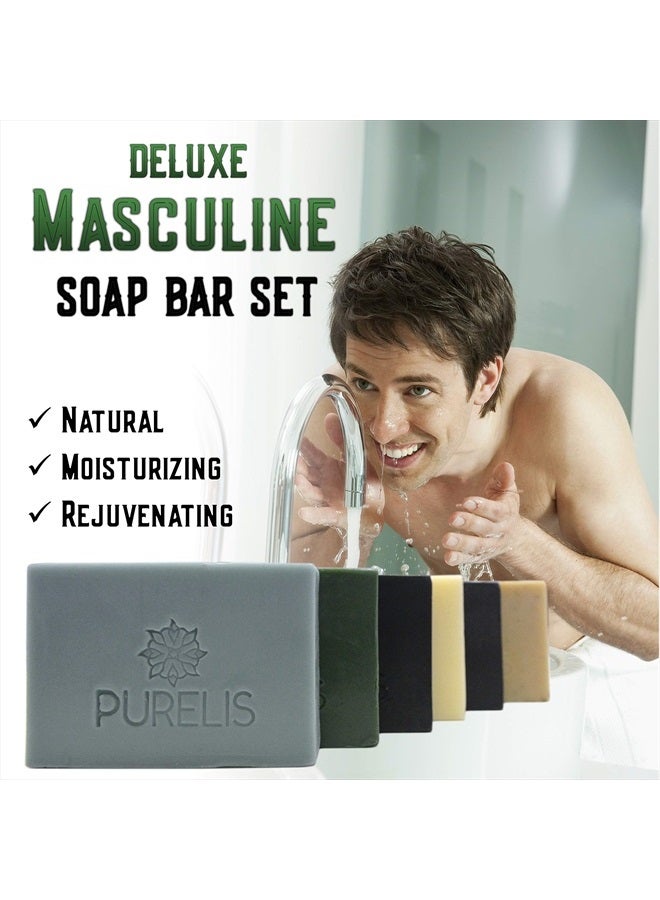 Purelis Mens Soap Bar Gift Set. Set of 6 Aromatherapy, Moisturizing Soap Bars. Natural. Organic Ingredients. Deep Cleansing, Repairs Skin. Handmade Face, Hand, Body Soap for Men. Sulfate Free! - Image 2