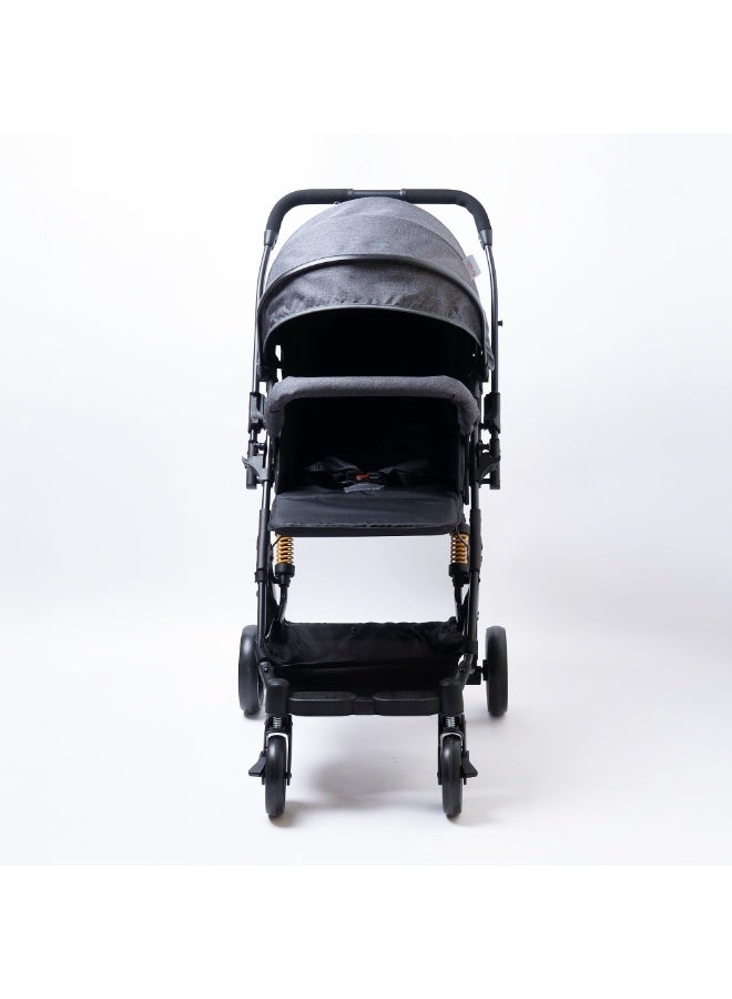 molody Baby Stroller – Hydraulic Suspension – Travel Friendly – Parent & World Facing – One Hand Fold – Dark Grey - Image 3