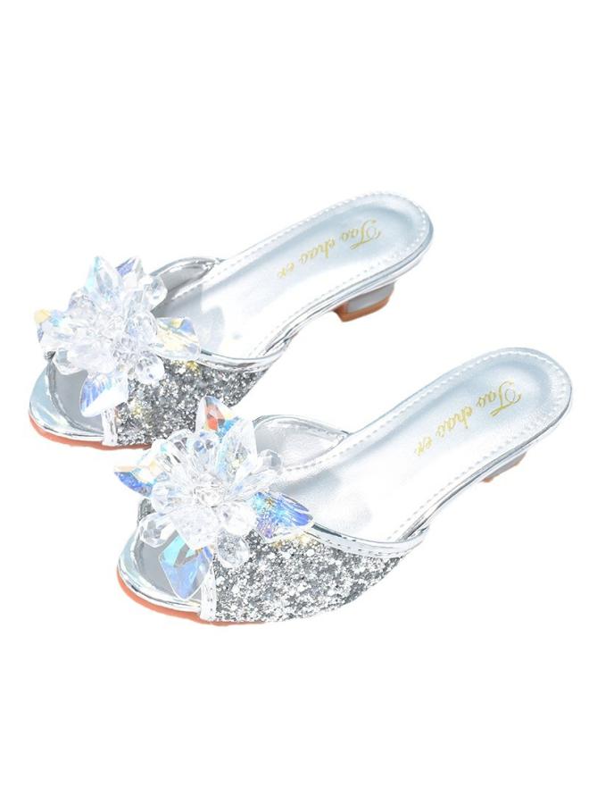 SHAKA Girls' Slippers Shiny Cinderella Children'S Water Diamond Shoes Outdoor Small And Medium-Sized Children'S Baby'S Foreign-Style Princess High-Heeled Sandals - Image 5