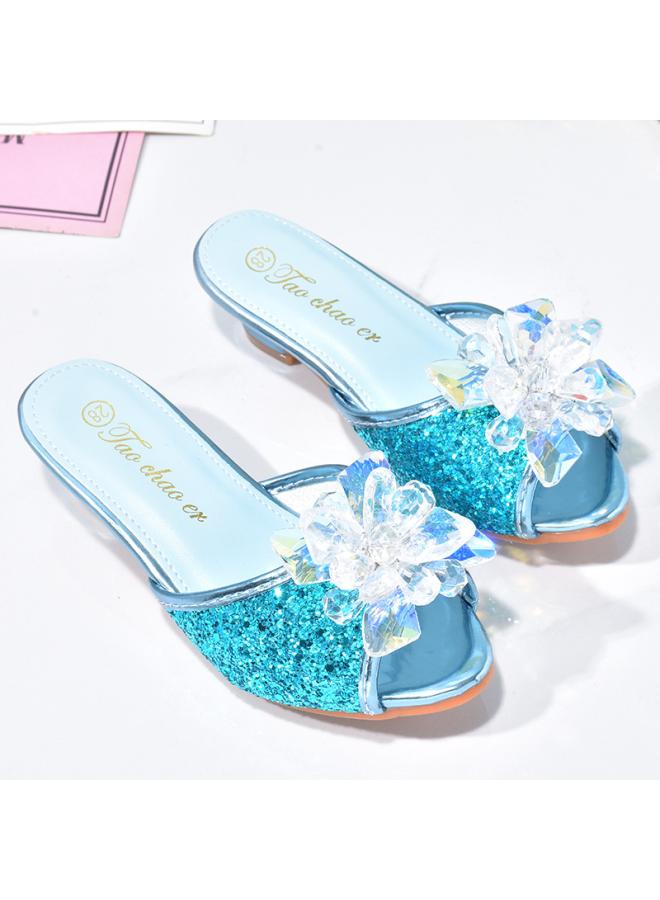 SHAKA Girls' Slippers Shiny Cinderella Children'S Water Diamond Shoes Outdoor Small And Medium-Sized Children'S Baby'S Foreign-Style Princess High-Heeled Sandals - Image 2