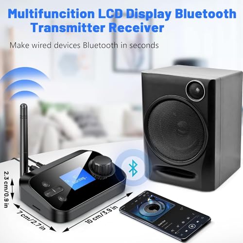Atdaraz BT 5.0 Transmitter Receiver 2-in-1 Bluetooth Adapter With Display for Headphone Wireless Audio Adapter for TV System Laptop Speaker (5.3 Wireless Receiver) - Image 2