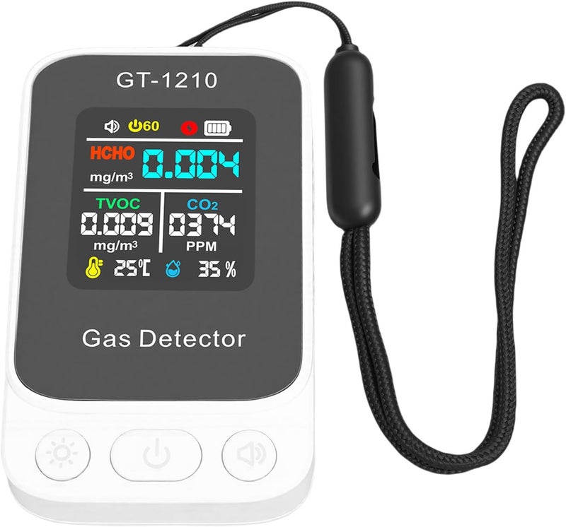 Generic Air Quality Detector Reliable 5 in 1 Portable CO2 TVOC HCHO Temperature Humidity Detect Tester for Indoor Use Wearproof White ABS Material - Image 5