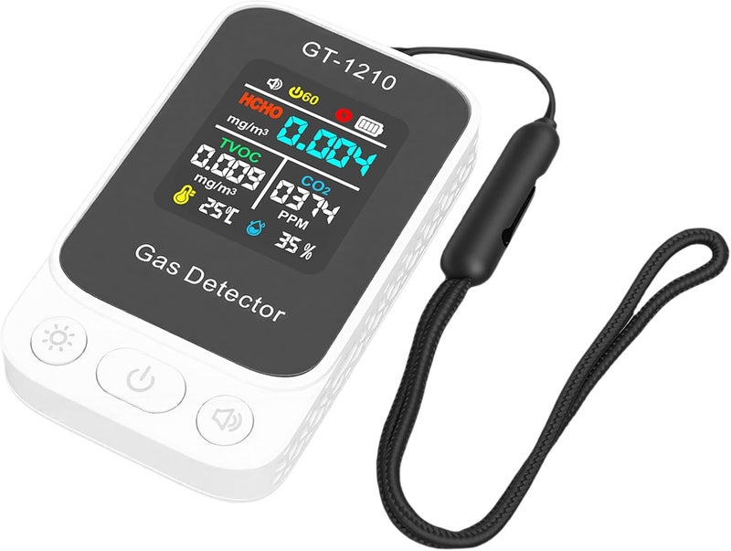 Generic Air Quality Detector Reliable 5 in 1 Portable CO2 TVOC HCHO Temperature Humidity Detect Tester for Indoor Use Wearproof White ABS Material - Image 1