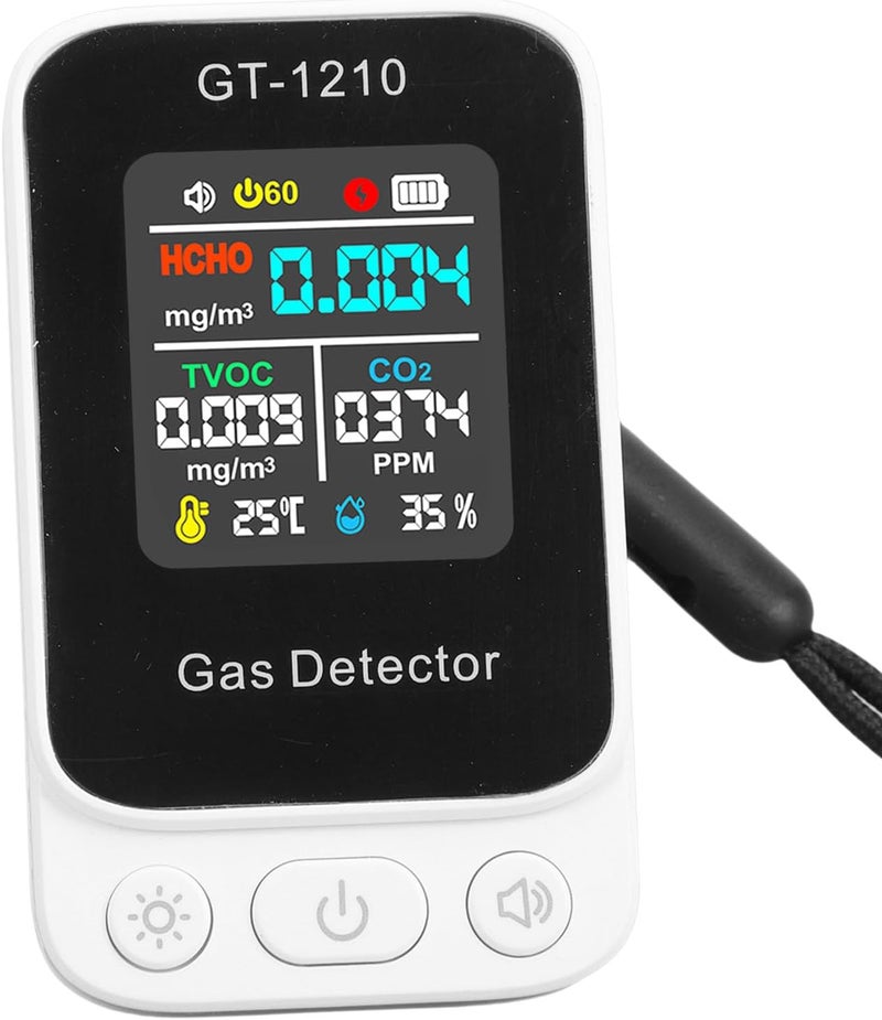 Generic Air Quality Detector Reliable 5 in 1 Portable CO2 TVOC HCHO Temperature Humidity Detect Tester for Indoor Use Wearproof White ABS Material - Image 4