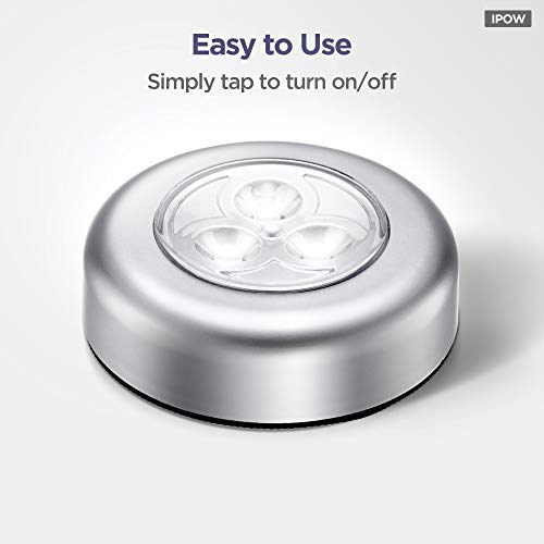 IPOW 5 Pack LED Battery-Powered Wireless Night Light Stick Tap Touch Lamp Stick-on Push Light for Closets, Cabinets, Counters, or Utility Rooms,Cordless Touch Light,Batteris Not Included. - Image 2