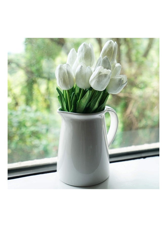 ZCM-HAPPY 10 Pcs Mini Artificial Tulips 34 cm White - Image 2