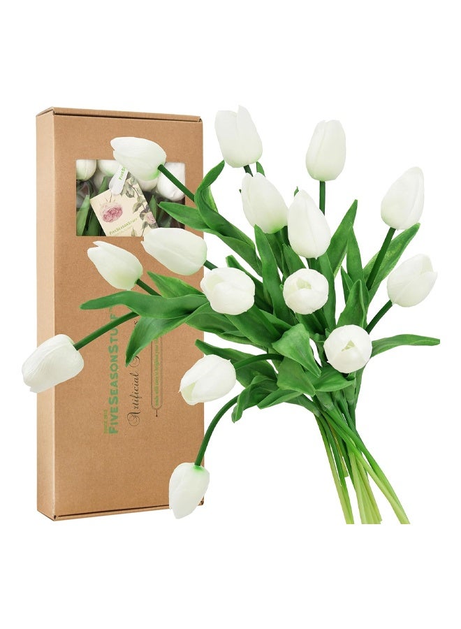 ZCM-HAPPY 10 Pcs Mini Artificial Tulips 34 cm White - Image 1