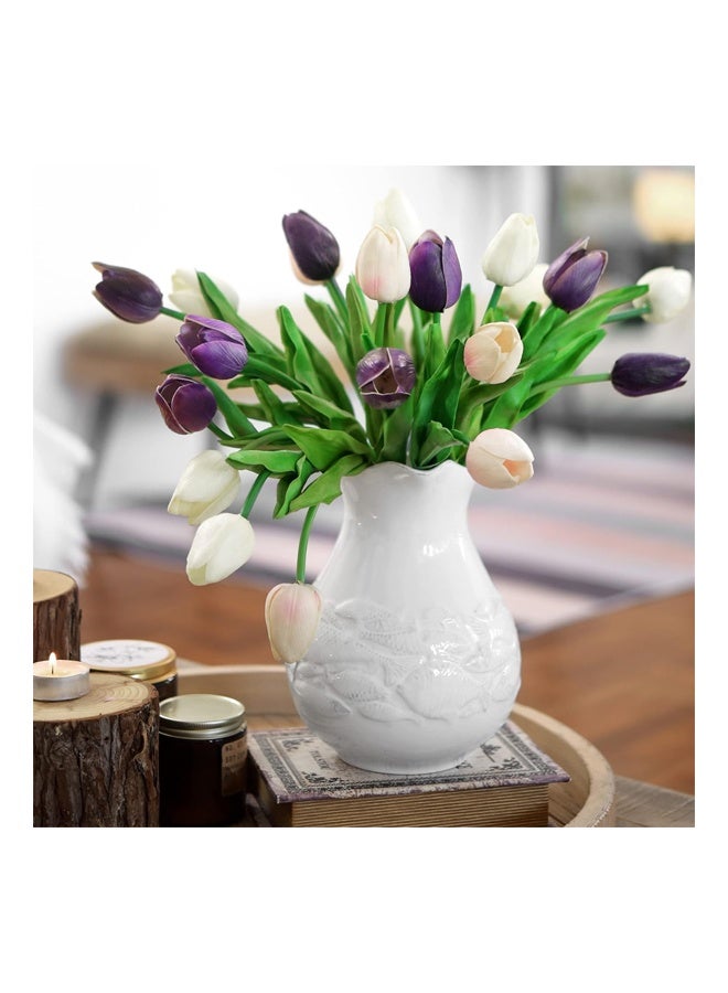 ZCM-HAPPY 10 Pcs Mini Artificial Tulips 34 cm White - Image 4