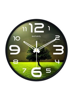 Naturel NATUREL Plastic Big Size Designer Analogue Round Wall Clock with Glass (10 x 10 Inch), Green, Standard  - Image 1