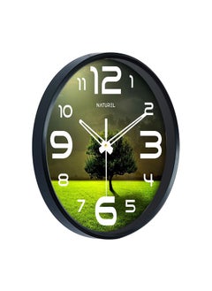 Naturel NATUREL Plastic Big Size Designer Analogue Round Wall Clock with Glass (10 x 10 Inch), Green, Standard  - Image 2