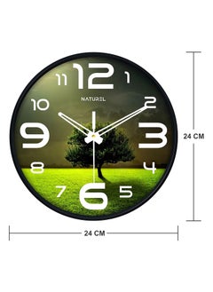 Naturel NATUREL Plastic Big Size Designer Analogue Round Wall Clock with Glass (10 x 10 Inch), Green, Standard  - Image 3