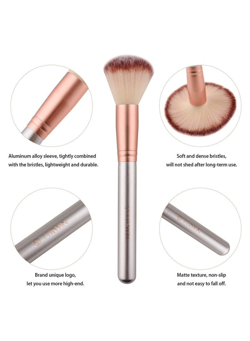 Joychic مجموعة فرش مكياج احترافية مكونة من 18 قطعة، مجموعة فرش مكياج، مجموعة هدايا للفاونديشن، الكونسيلر، باليت أحمر الخدود، البودرة، مع حقيبة جلدية بيج - Image 3