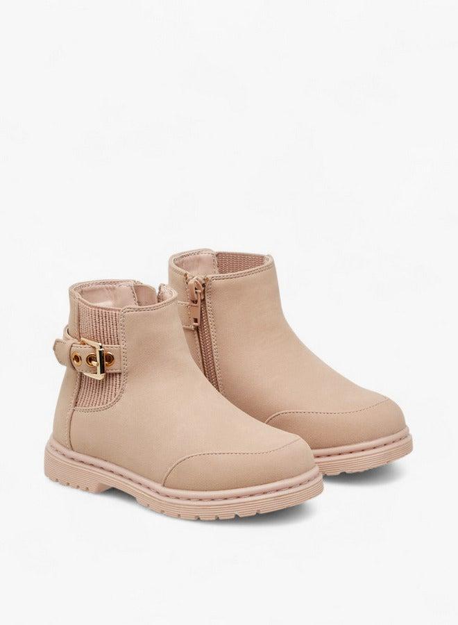 Flora Bella By Shoexpress Solid Boots with Zip Closure and Buckle Detail - Image 3