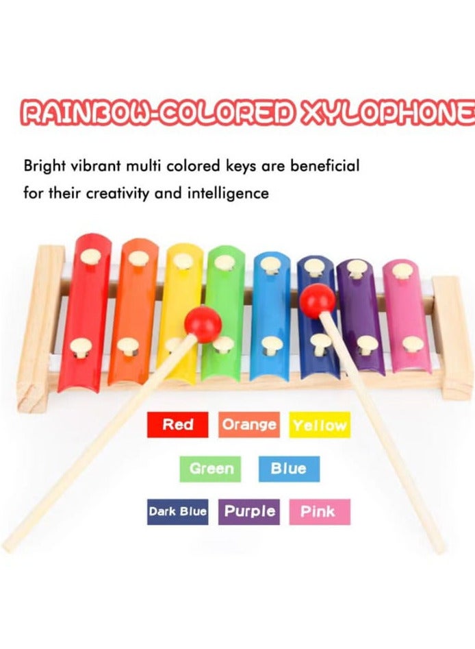 Axylphone Natural Wooden Puzzle Toy for Toddlers, Musical Octave Xylophone with Wooden Base for Learning and Educational Musical Instruments. - Image 4