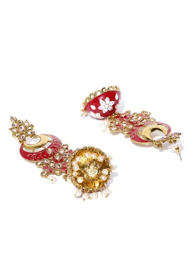 Priyaasi Ethnic Women Multicolour Brass Earrings with pattern and secured with Post and Back closure and styled in ideal for Ethnic moments — exude elegance in every glance.