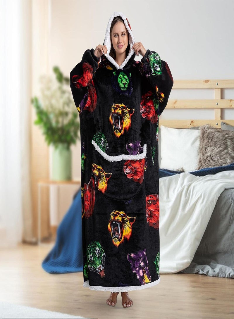 GGOOT Hoodie Blanket, Oversized Sherpa Wearable Blanket Sweatshirt, Oversized Sherpa Wearable Blanket Sweatshirt with Pocket, Super Warm Cozy Blanket  - Image 3