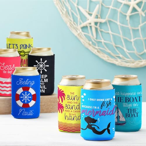 BLUE PANDA Neoprene Can Cooler Sleeves - 12-Pack 12 oz Multicolor Bottles & Cans - Insulated Beach Cozies & Drink Cozy Sleeves - Cruise-Themed Party Favors - Image 4